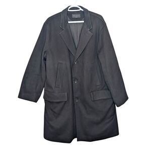 Vintage Nino Danieli Black Ultra Fine Wool Formal Pea Coat Mens 54 8R 44R